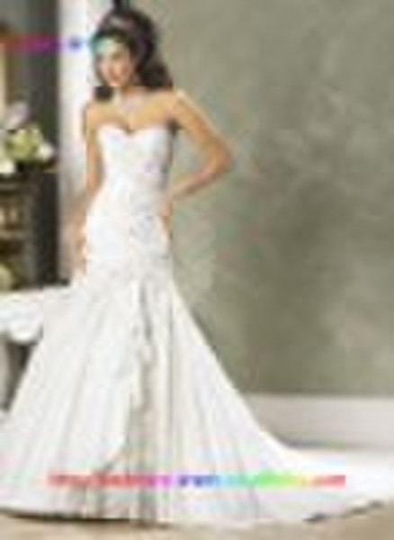 Ivory Satin Chiffon Bride Wedding dress ball gown