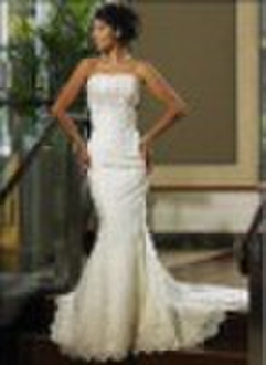 Straight Neckline Mermaid Style Ivory Bride Weddin