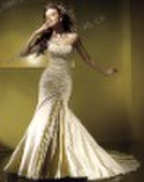 hot sale satin strapless pleat embroider floor-len