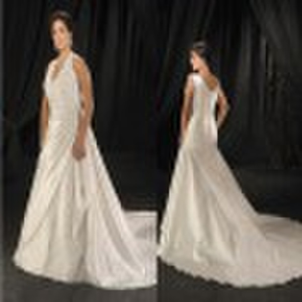 halter neck embroider pleat floor-length discount