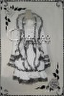 Black And White Lace Trimmed Gothic Lolita Cosplay
