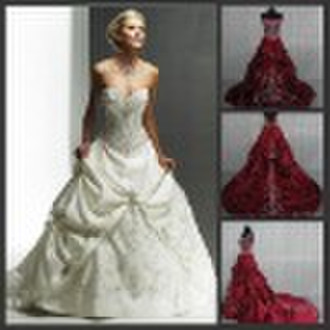 Popular lady garment new red embroidery bridal gow