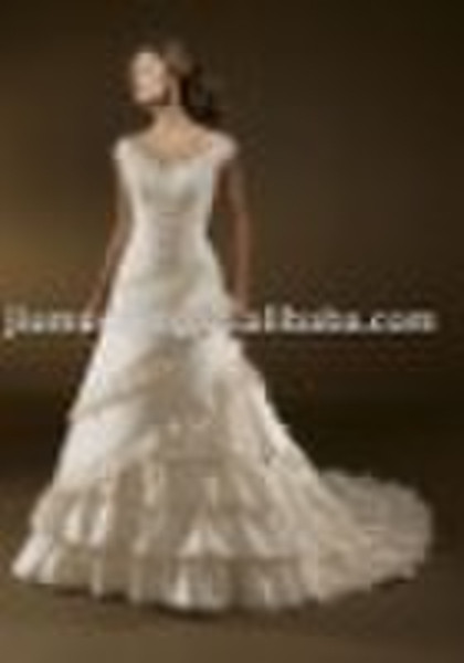 Hot Sale A-line Appliqued Taffeta Wedding Dress