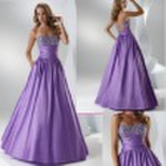 Latest fashion beaded taffeta prom dress/ball gown