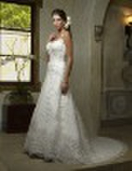 Newest popular White Embroidery trailing wedding d