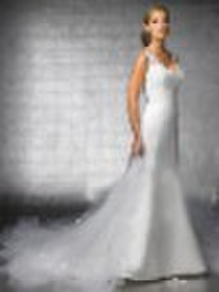 Newest White silk fishtail wedding dress hs08033