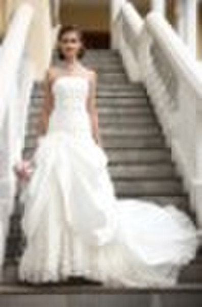 2010 most popular strapless satin embroidery weddi