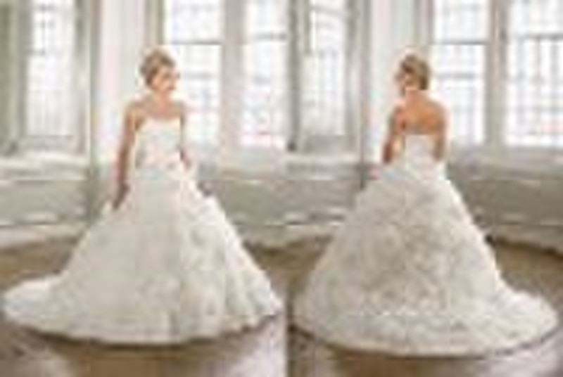 Designer strapless embroidered  bridal wedding dre