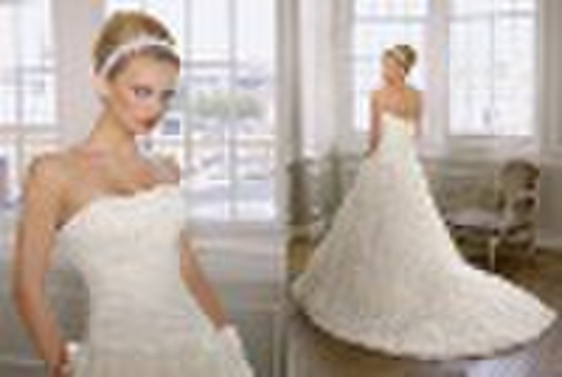 Princess strapless beaded ruching wedding dress