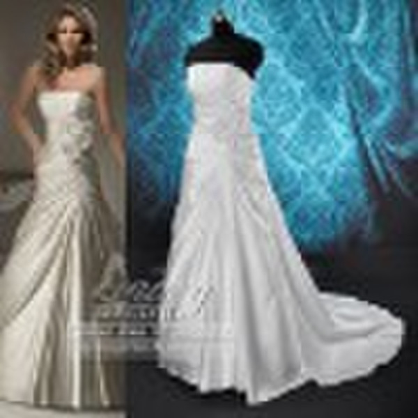 best price satin net lace beaded wedding gown DS02