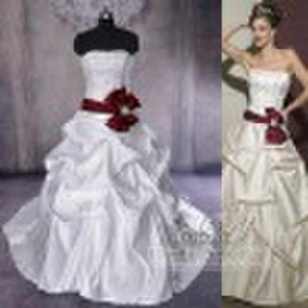 popular satin flower beaded wedding gown DS0190