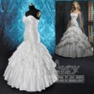 elegant taffeta net ruffle wedding gown HS1616