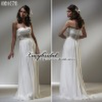 hot sell chiffon lace beaded bridal wedding dress