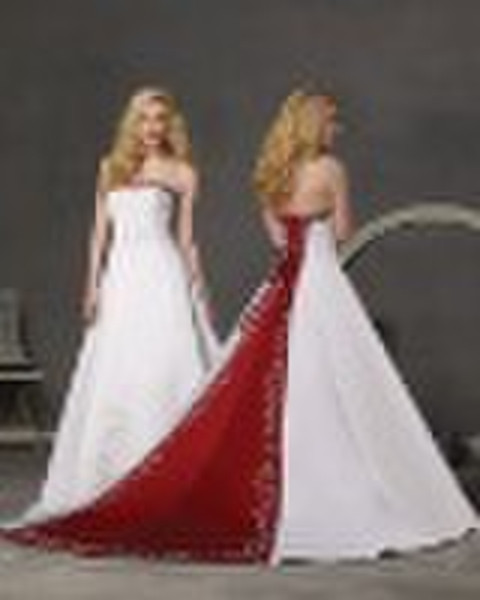 Fashion Embroidery White & Red Bridal Wedding