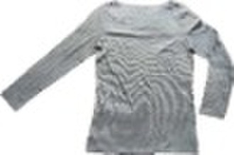 100% Cotton women's yarn dyed stripes t-shirt