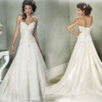 a line chapel train ivory bridal wedding dress