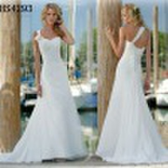 mermaid chapel train white chiffon bridal wedding