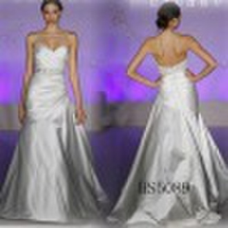 a line chapel train ivory bridal wedding dress