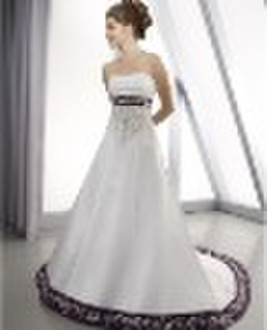 a line chapel train ivory bridal wedding dress