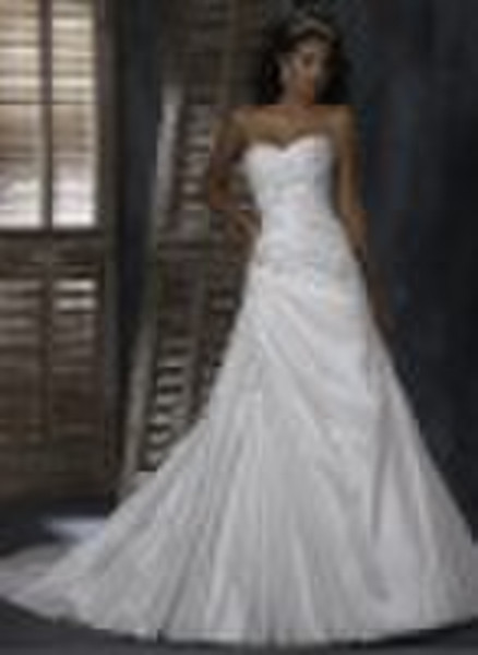 a line chapel train ivory bridal wedding dress