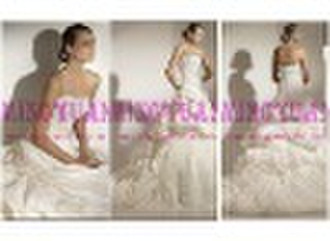 ivory taffeta appliqued organza wedding dress w335