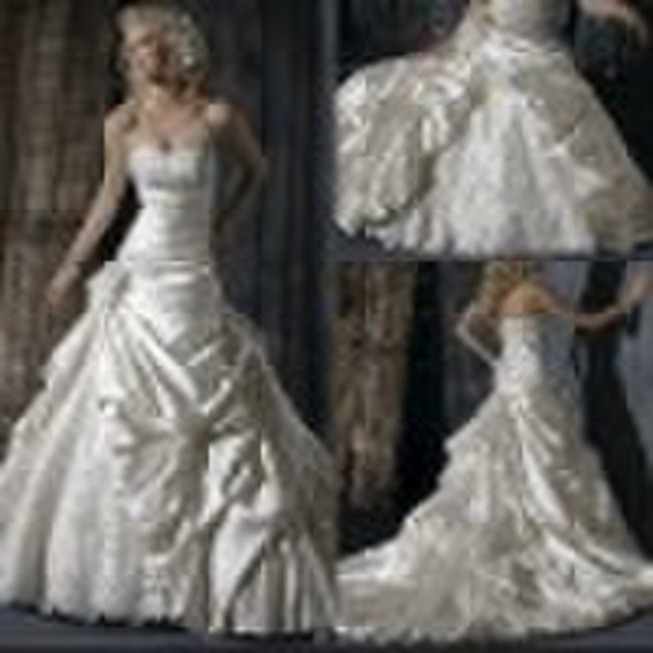 meggie sottero chapel train teffeta bridal gown HS