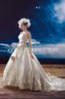 cinderella wedding dress,sleeveless, lace applique