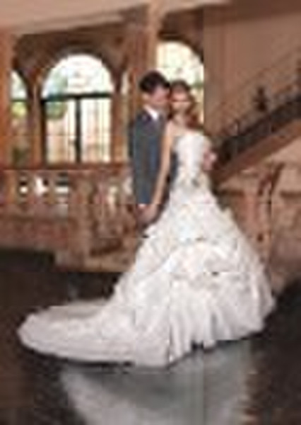 gorgeous satin a-line wedding dress