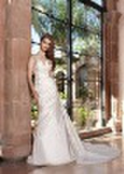 gorgeous satin big a-line wedding gown