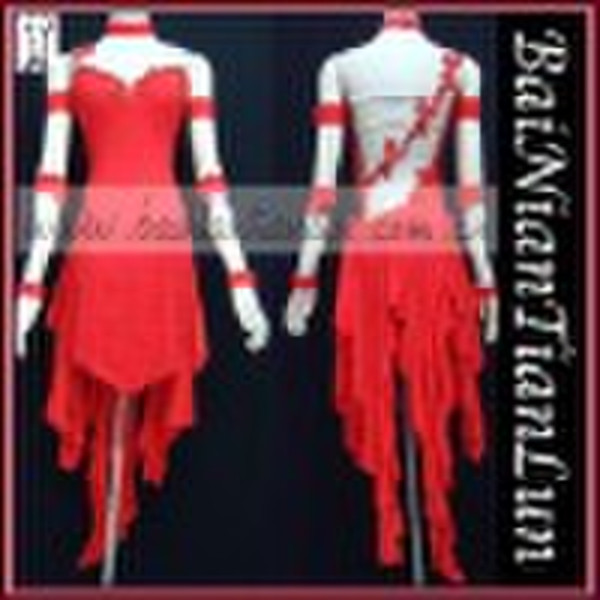 热红色的拉丁舞会的裙子