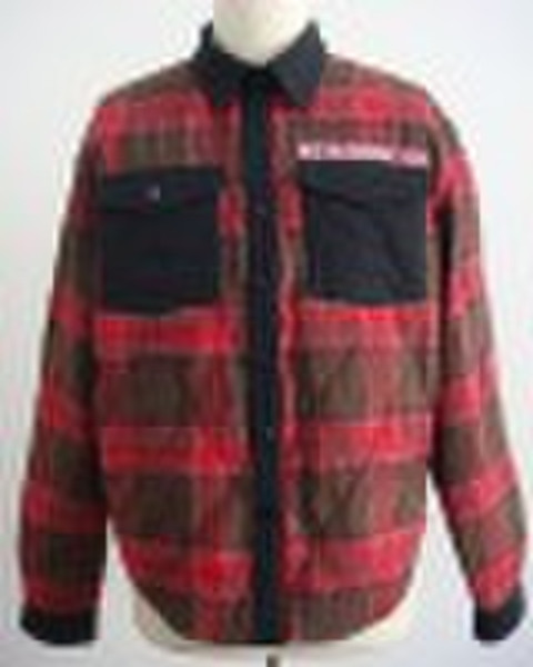 Mens Long sleeve quilted plaid Flannel shirt