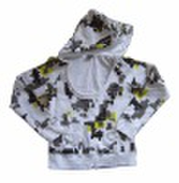 girl printed fleece top with hood/ girls sportswea