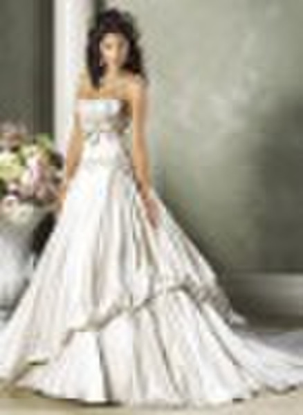 gorgeous princess satin full-length wedding dress