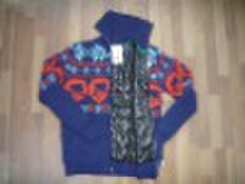 Men's jacquard  sweater jacket with polyester