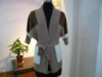 Ladies' stripe fashion cardigan sweater with b