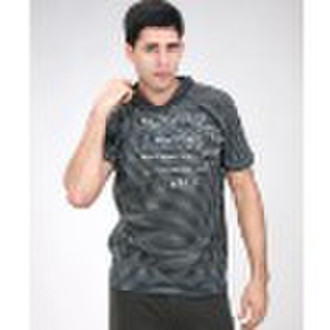 Men's color-striped  slogan printed cotton T-s