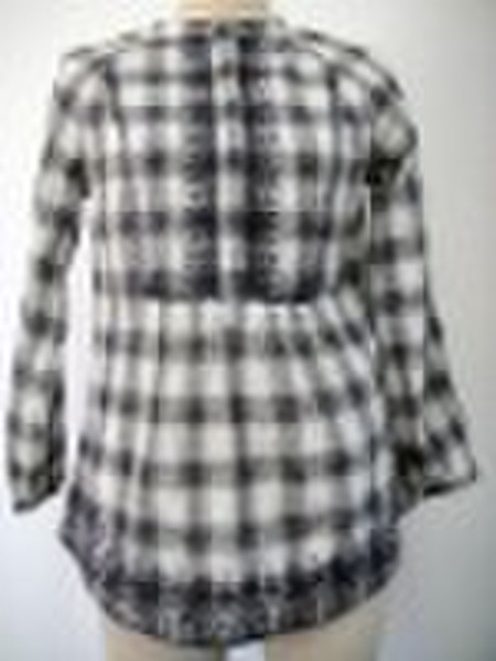 Women's cotton check pattern  blouse