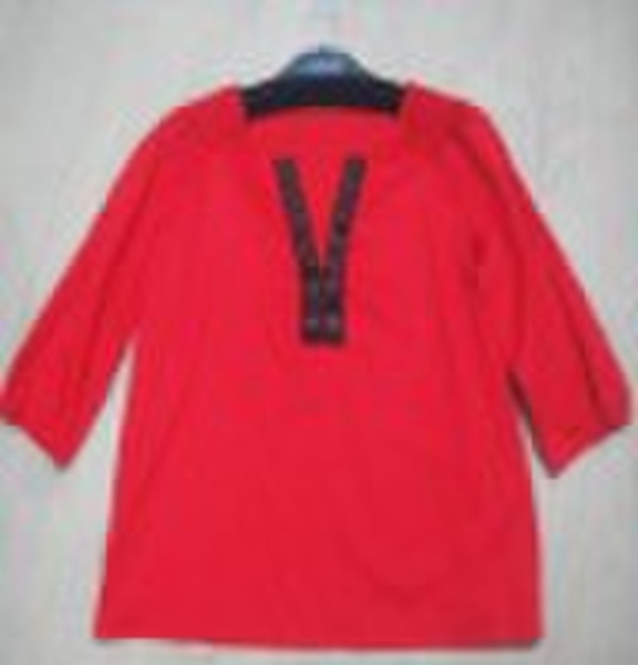 Guaranteed cotton poplin  beading  ladies' blo