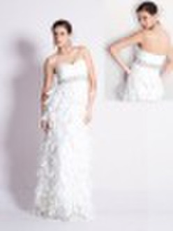 EN0011--A white feather with beaded wedding evenin