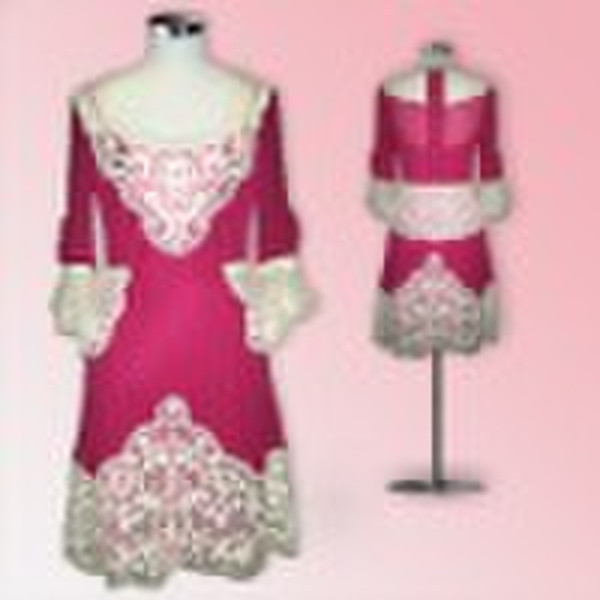 DT0010 - Ein fuchsia / Creme Seidenchiffon Neuheit Party