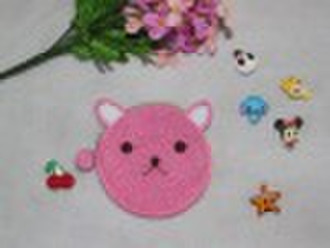 Crochet toys wallet pink kitty cat