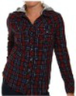 Lady's flannel shirts with hood