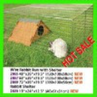 rabbit cage/rabbit hutch(wire rabbit run with shel