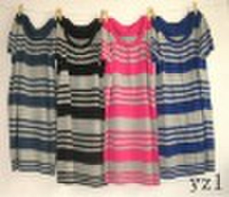 classic stripe O-neck short sleeve knitting sweate