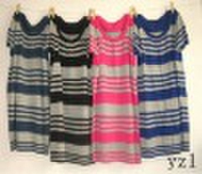 classic stripe O-neck short sleeve knitting sweate