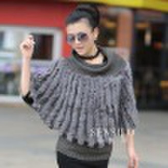 Genuine High quality Rabbit Weaving Fur Coat S9507