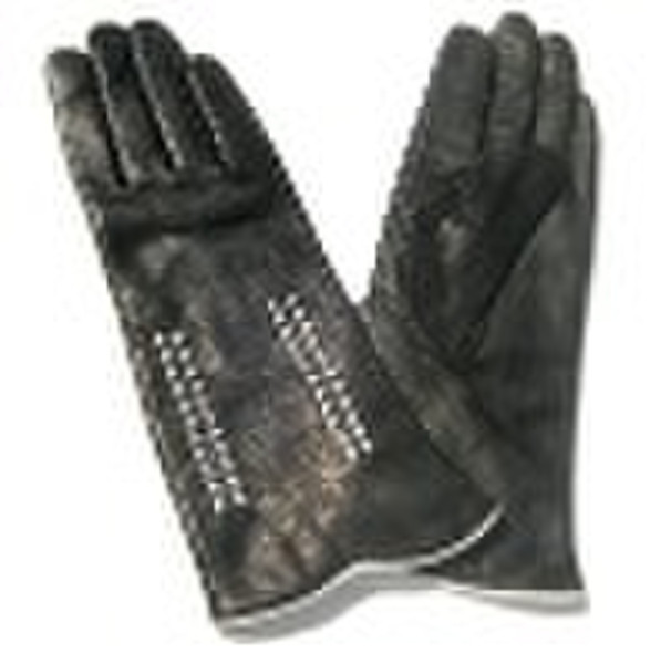 Ladies fashion sheepskin leather gloves