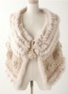 knitted rabbit fur shawl