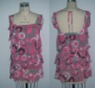 lady's print flower chiffion blouse