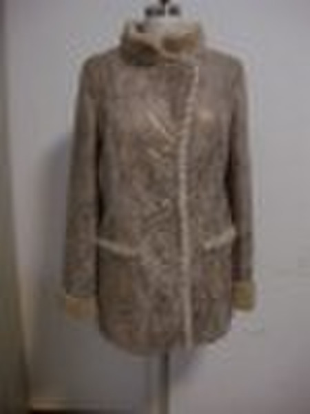 Ladies' mink collar pig leather garment